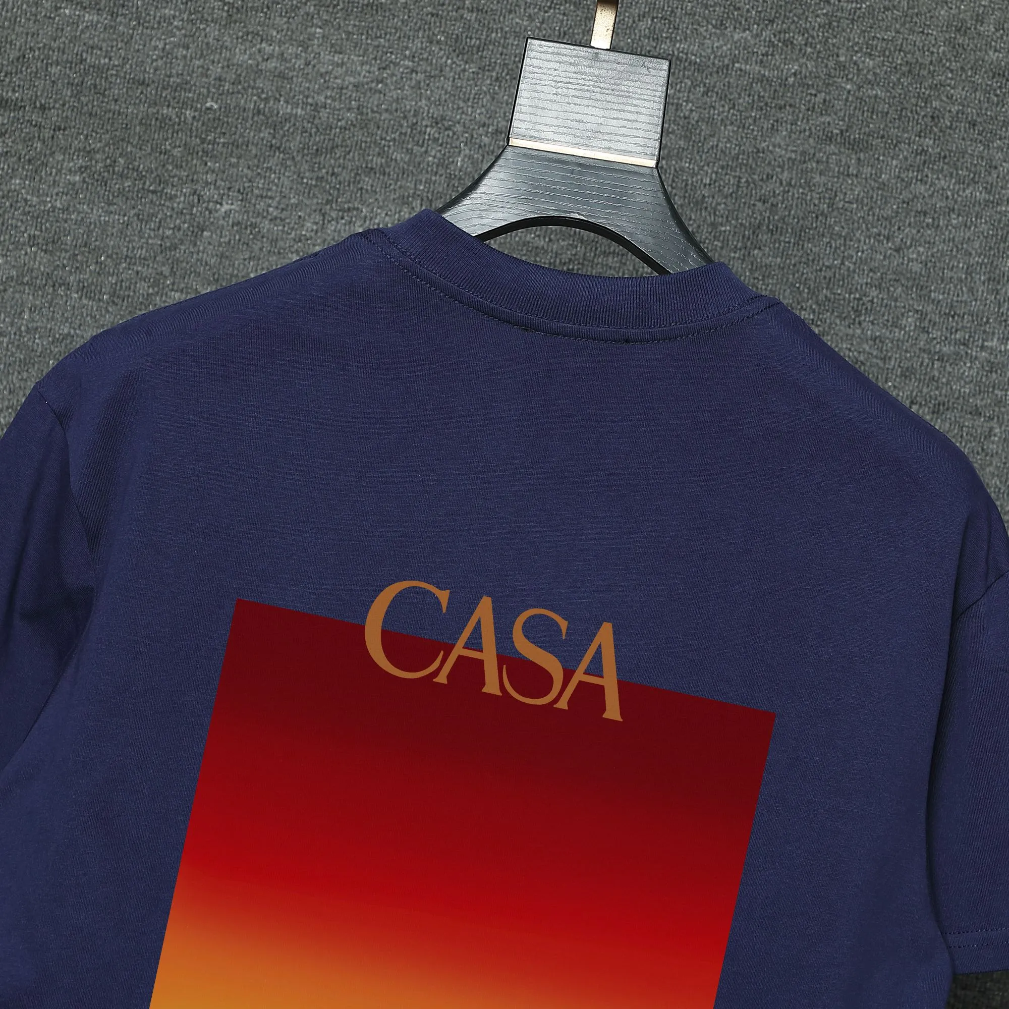 26ss CASABLANCA original printing process short-sleeved T-shirt original development using high-density double yarn pure cotton fabric upper body soft and comfortable color Black White Dark Green color Orange Pink Blue Royal Blue color cigarette powder 8 colors Sizes S M L XL